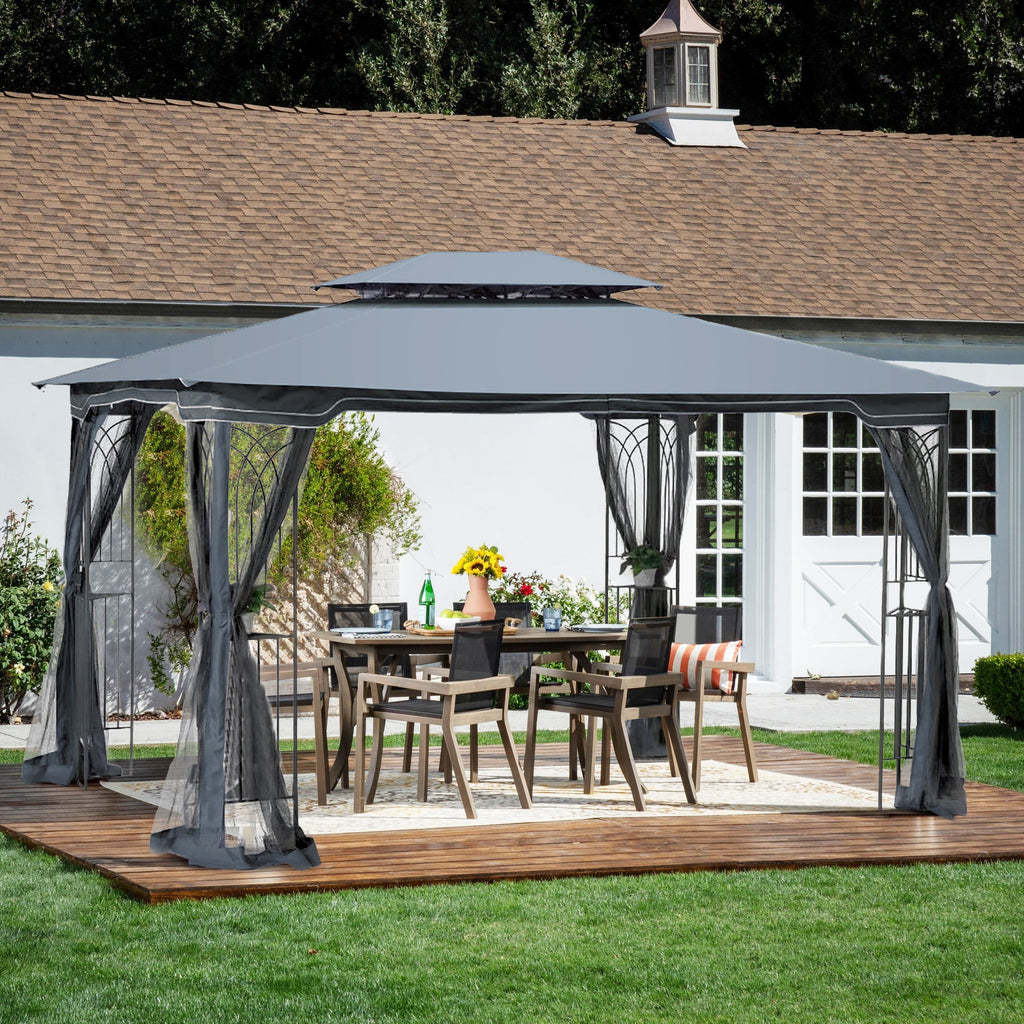 Patio Gazebo Tent with Ventilated Double Roof and Mosquito Net for Backyard or Garden