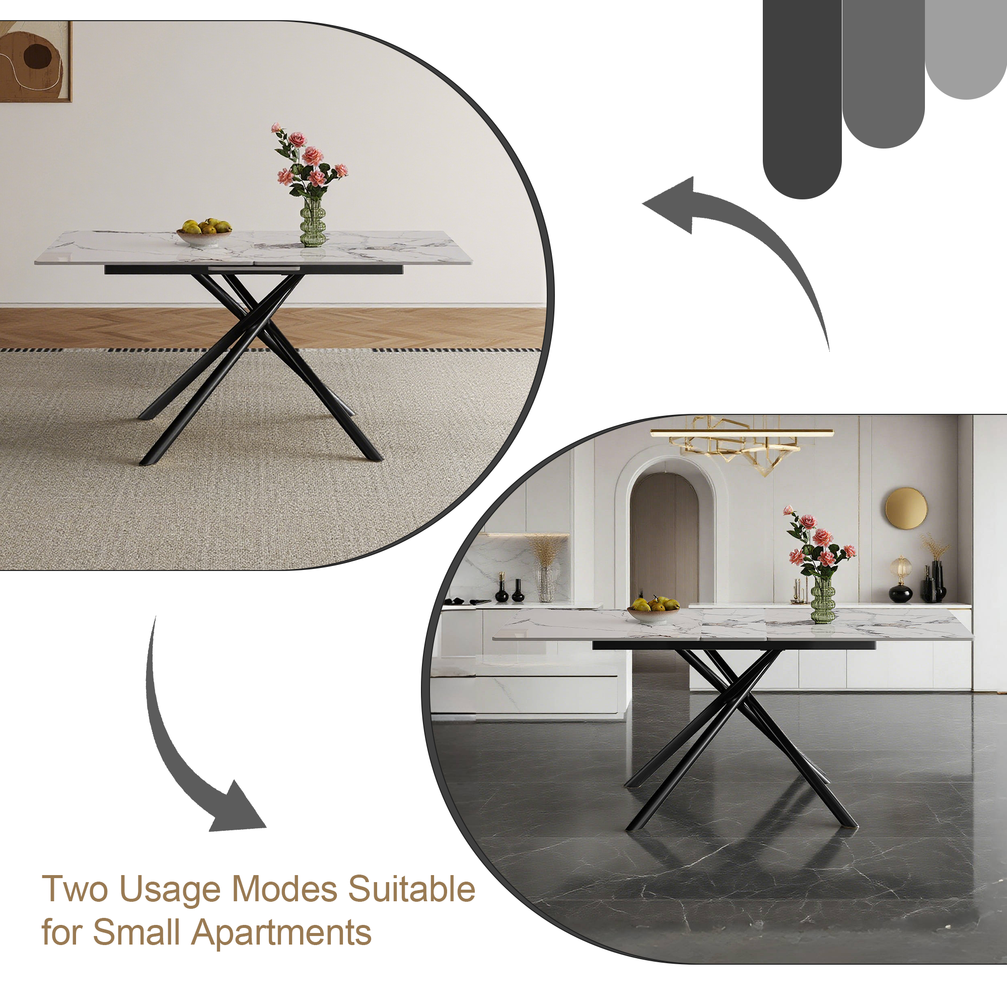 59-inch Modern rectangle Expandable Dining Table