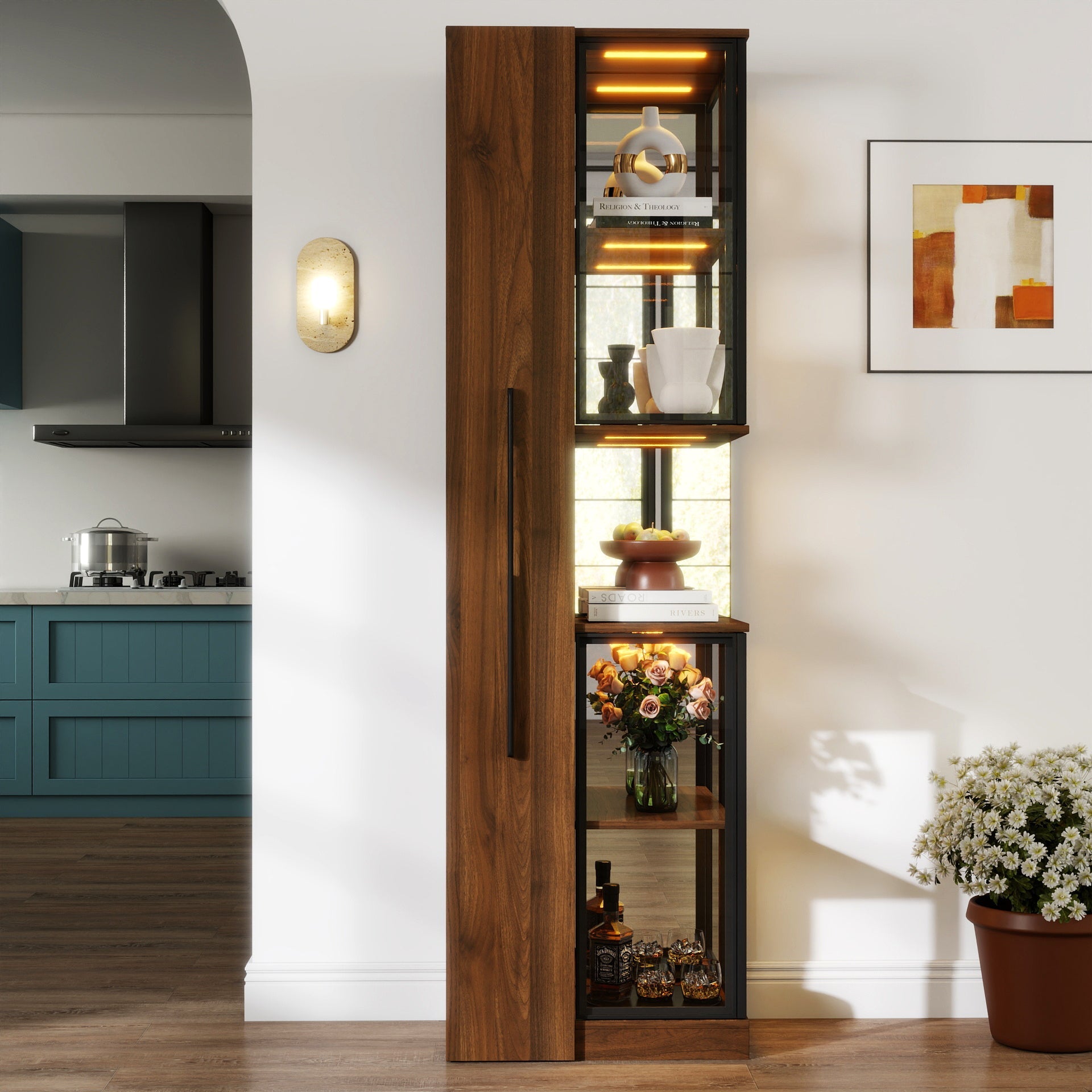 70' Display Cabinet with Glass Doors and Lights