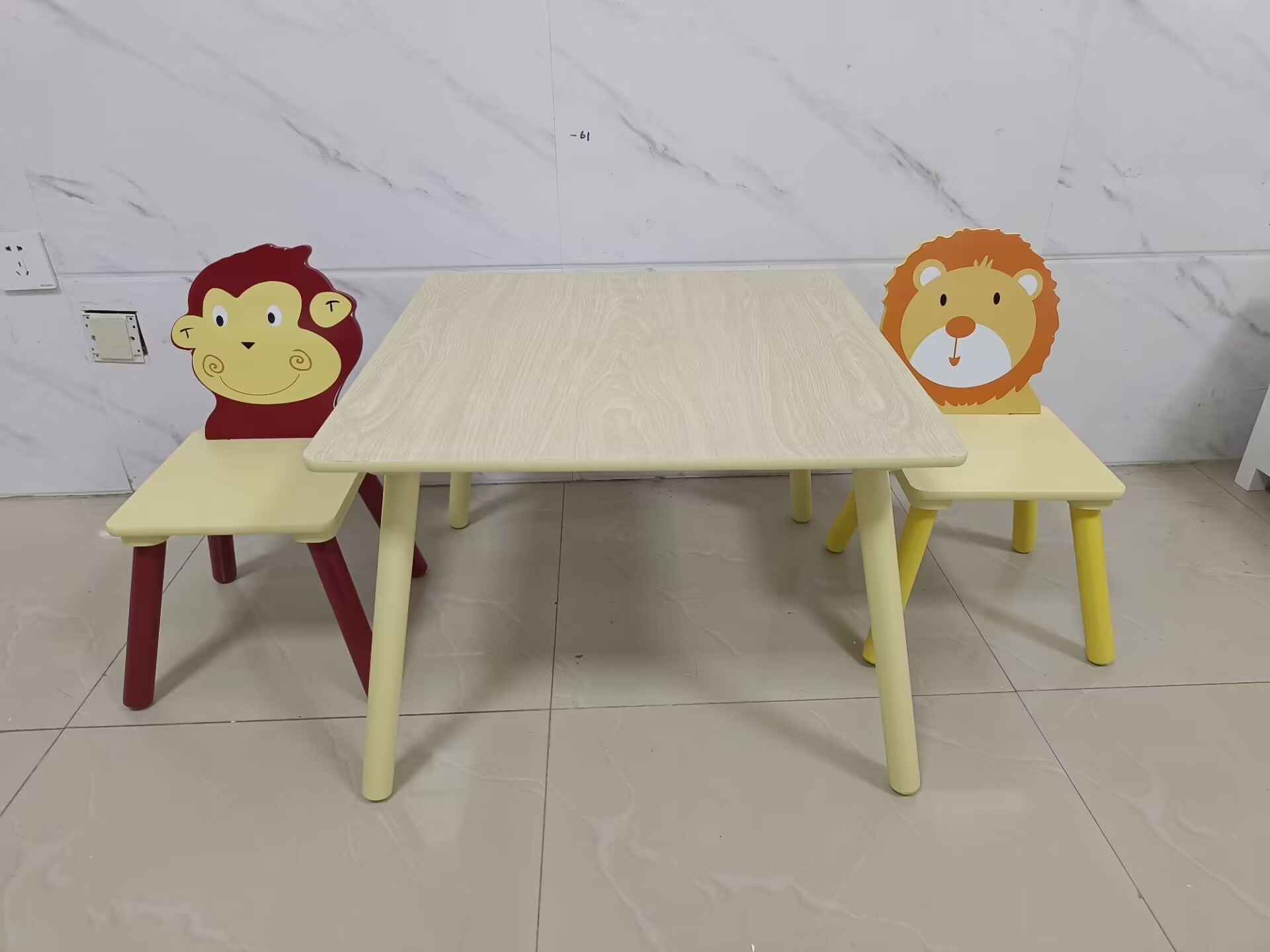 Kids Wooden Table and 2 Chairs Set