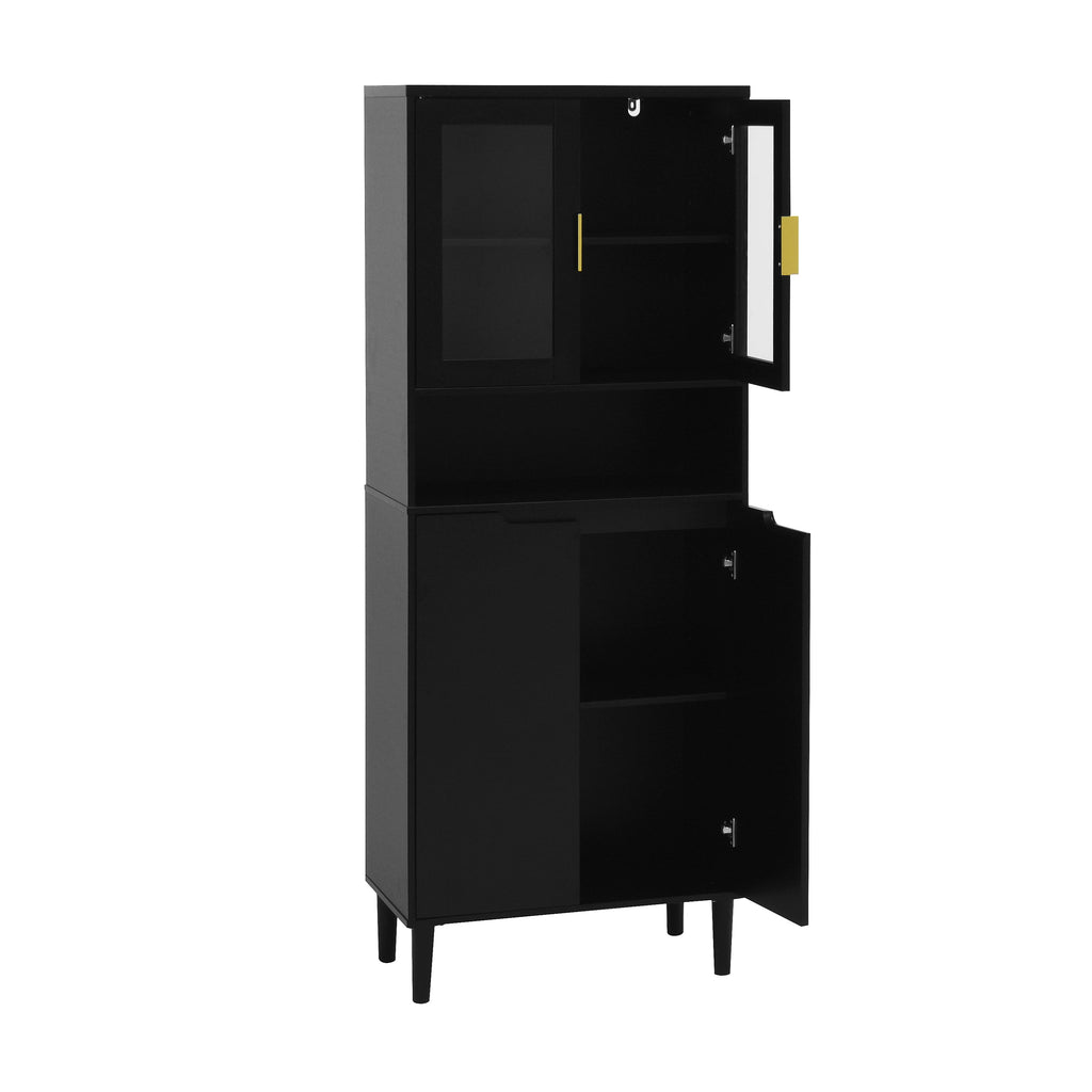 Tempered Glass Door Tall Storage Bookcase