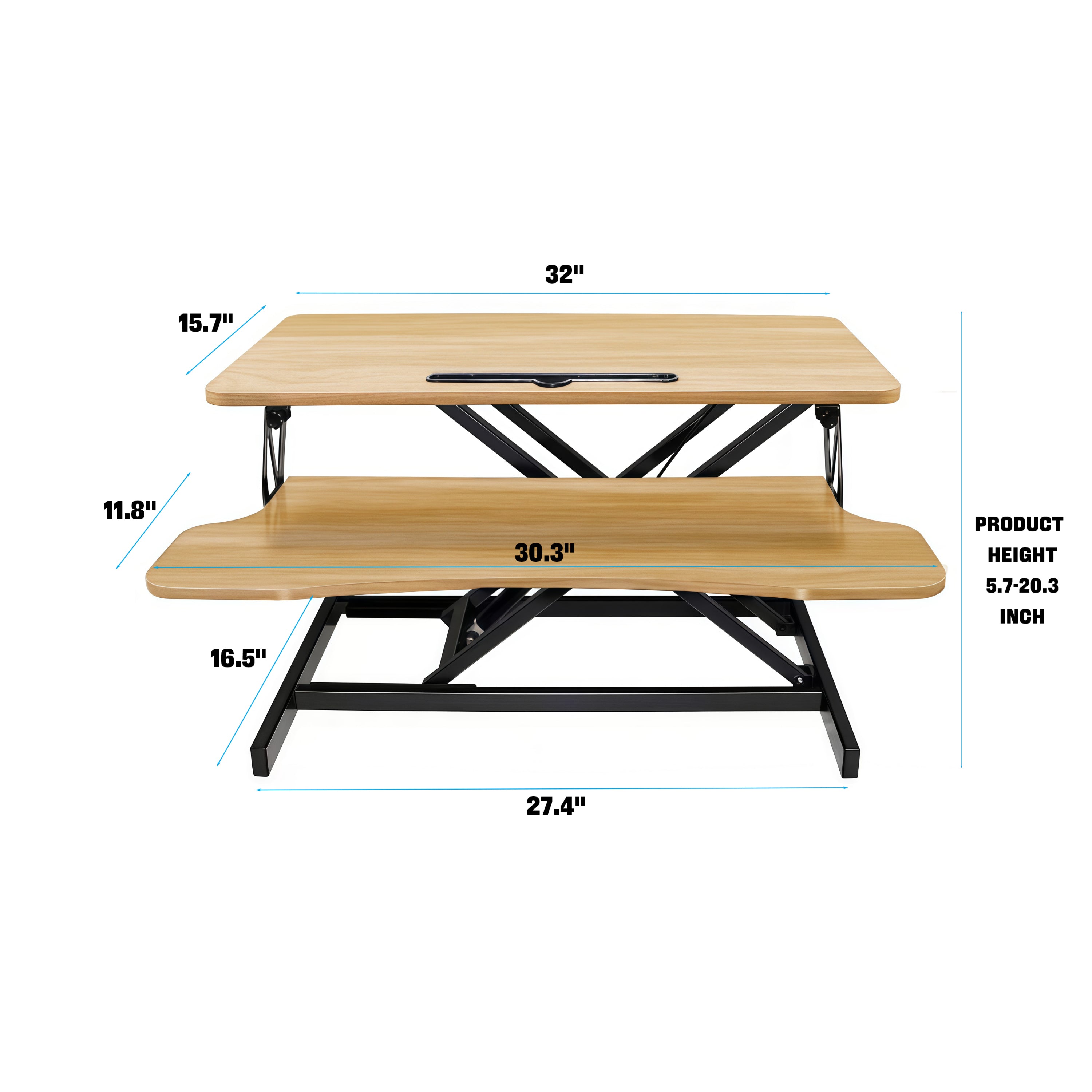 32 Inch Desk Converter Height Adjustable Sit to Stand Rise
