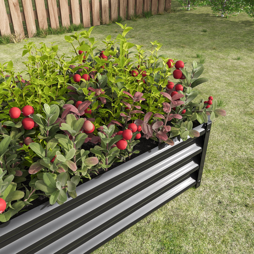 4x2x1ft Metal Raised Garden Bed Black Rectangle Planter Box Vegetables Herbs