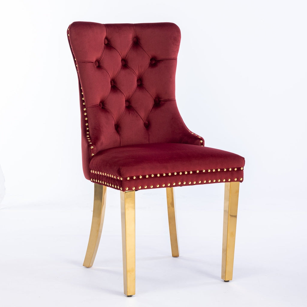 Modern High-end Tufted Solid Wood Velvet Dining Chairs (Set of 2)