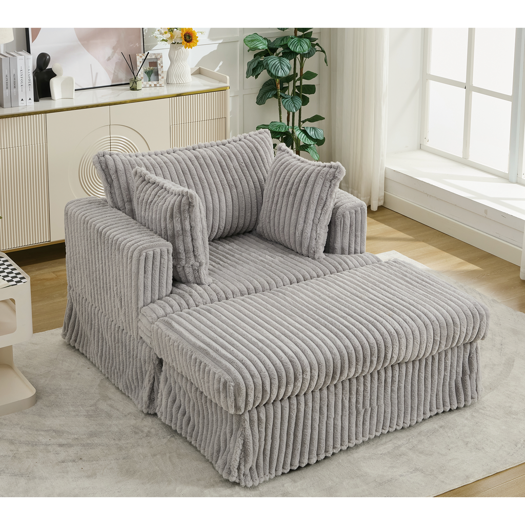47.7'' Oversized Corduroy Chaise Longue with Ottoman