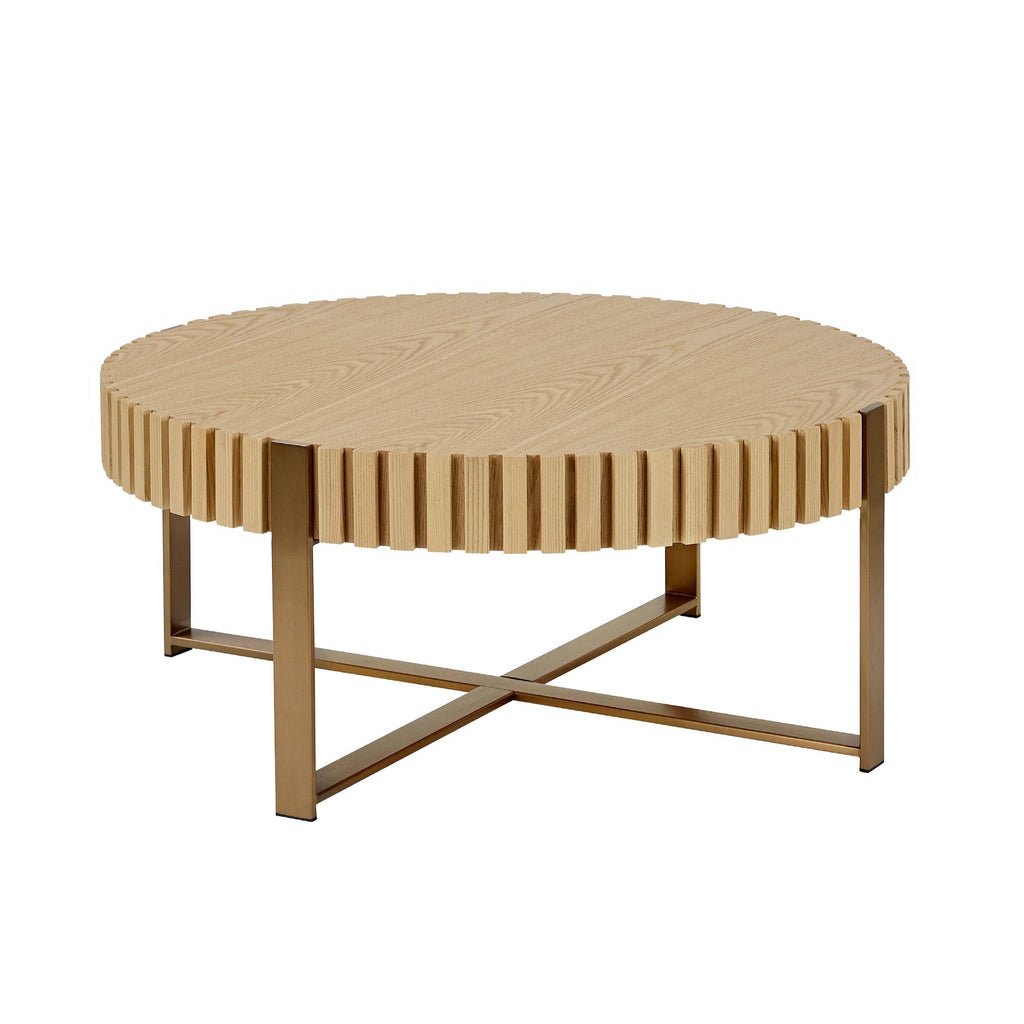 Modern Handcraft Drum Round Coffee Table
