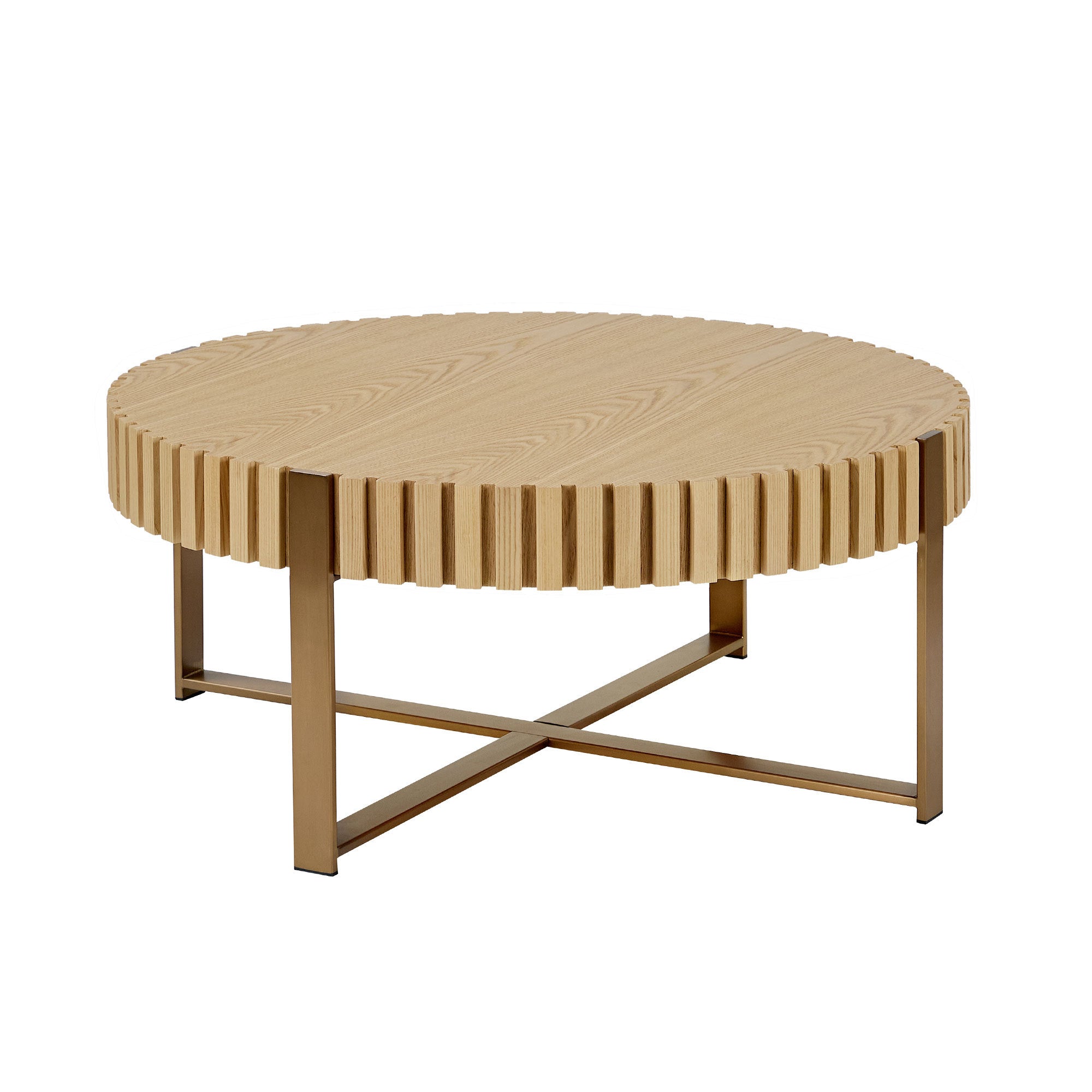 Modern Handcraft Drum Round Coffee Table