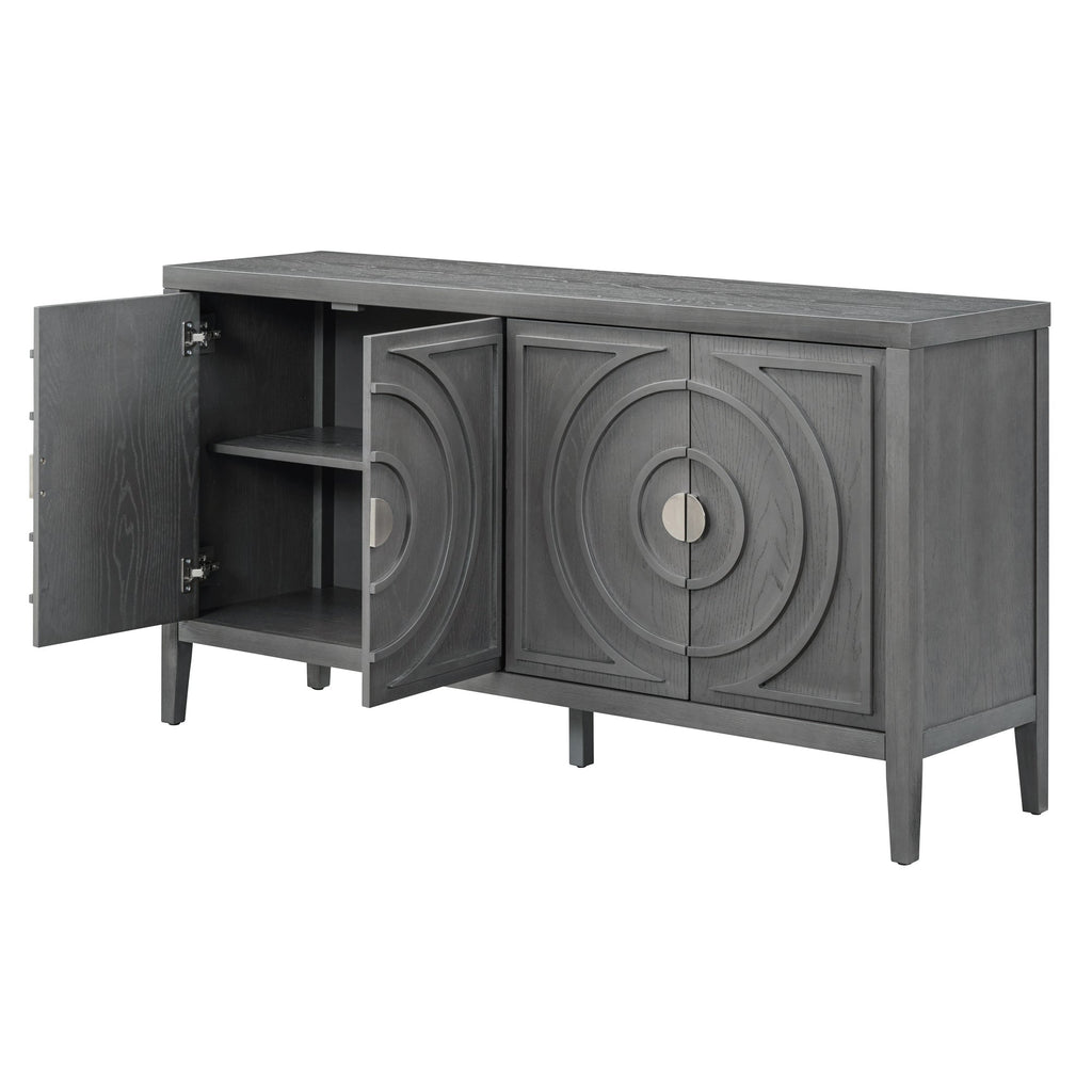 60" Circular Groove Design Sideboard Door for Living Room