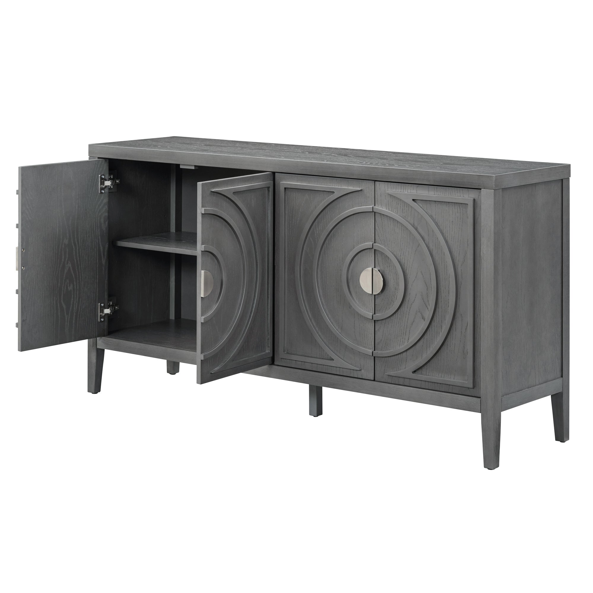 60" Circular Groove Design Sideboard Door for Living Room