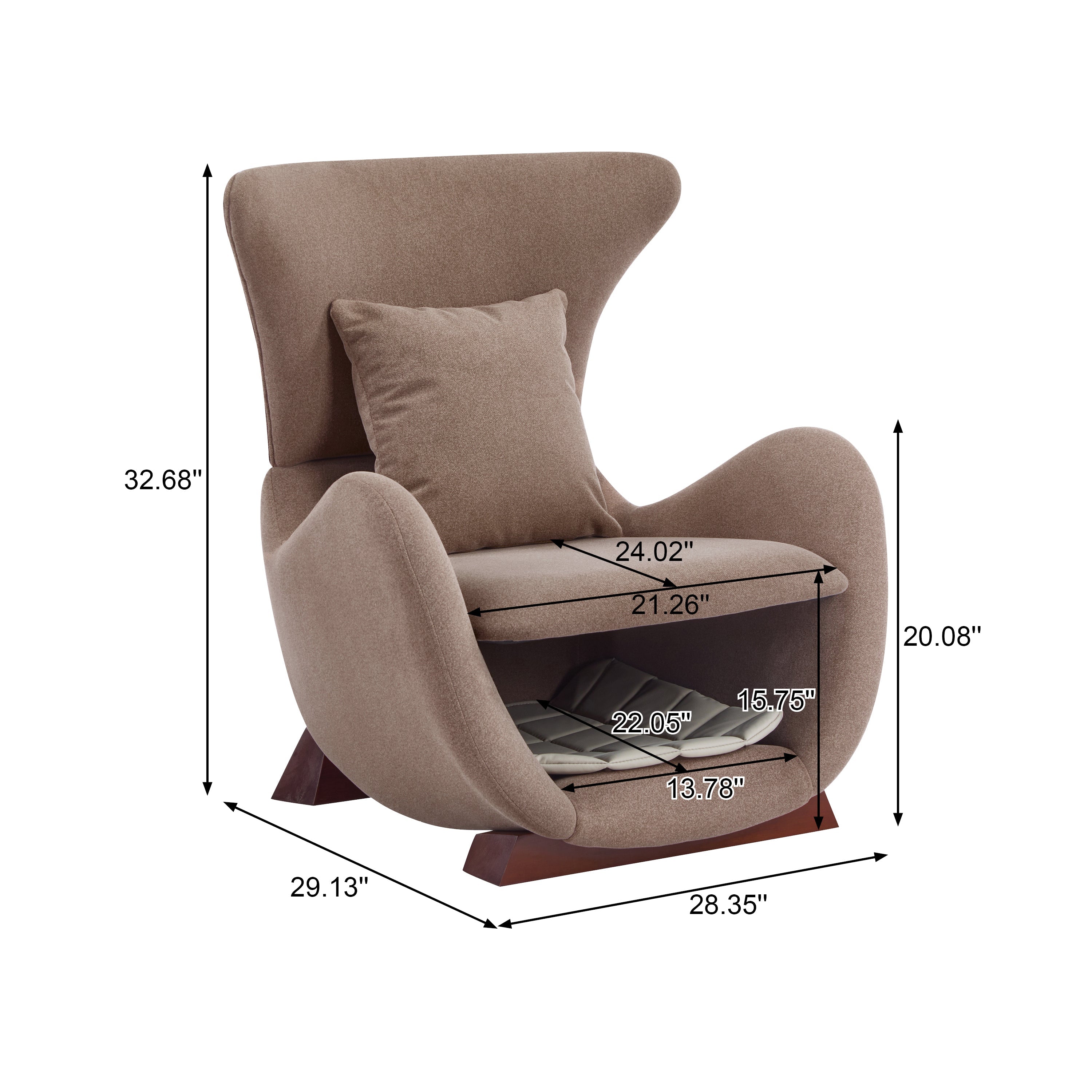 Modern Brown Polyester Accent Chair with Pet/Storage Space