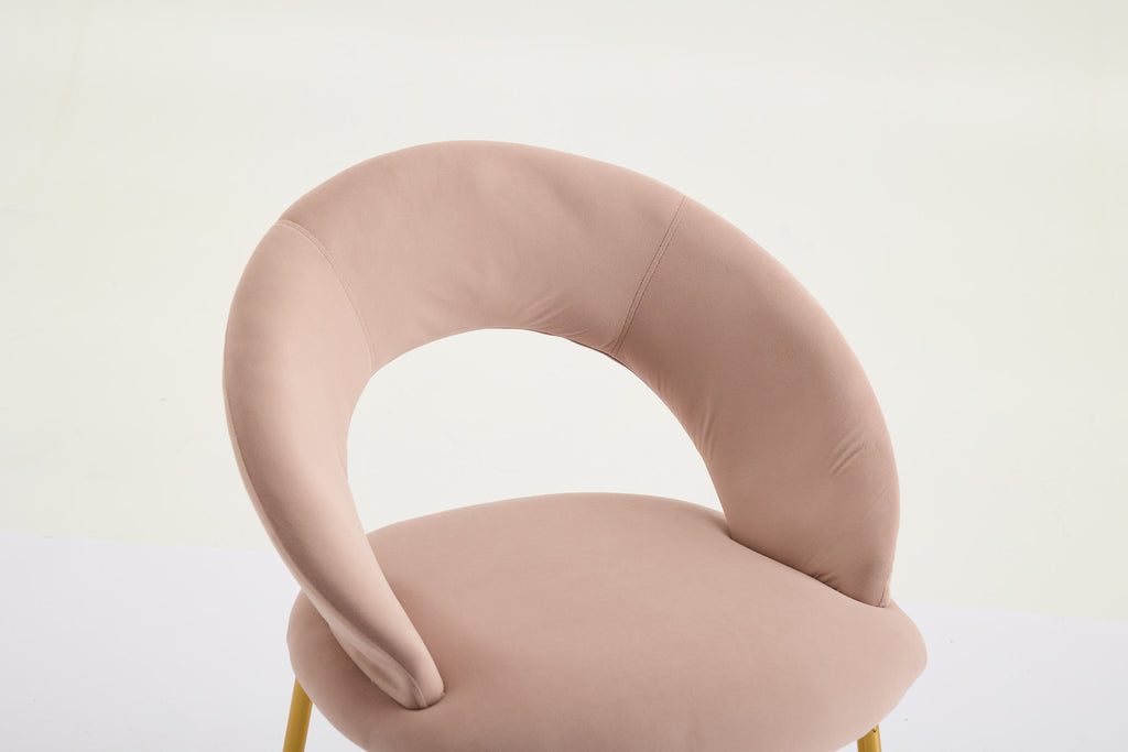 Velvet/Teddy Fabric Dining Chairs with Curved Backrest