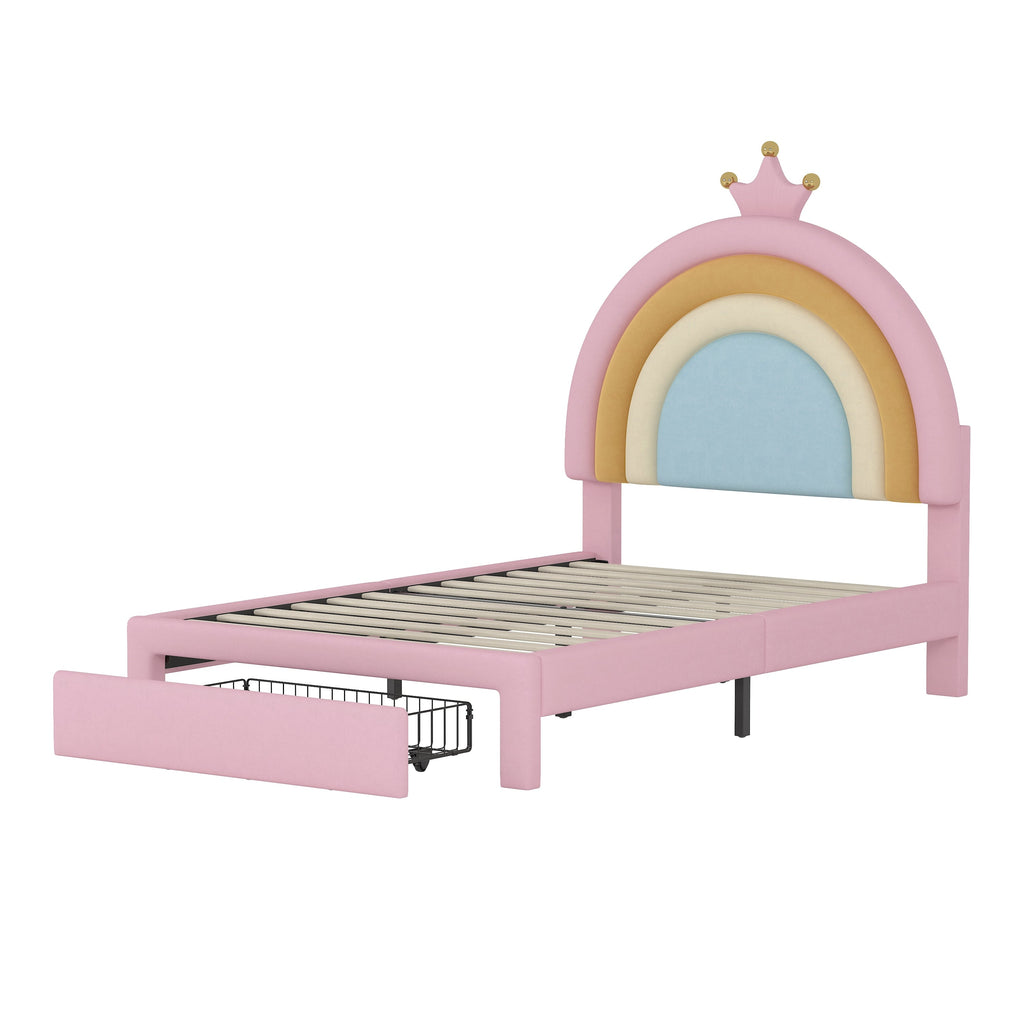 Twin/Full Size Rainbow Princess Platform Bed