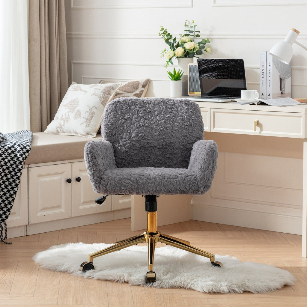 Violet Velve Home Office Chair with Golden Metal Base