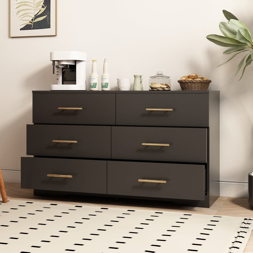 Large 6 Drawers Chest Dressers Table with Golden Handle