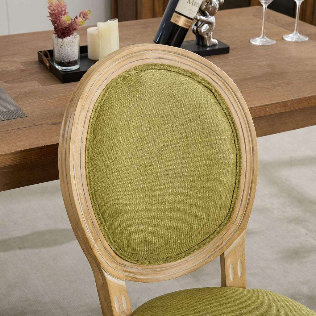 French Style Solid Wood Frame Linen Fabric Back Dining Chair (Set of 2)