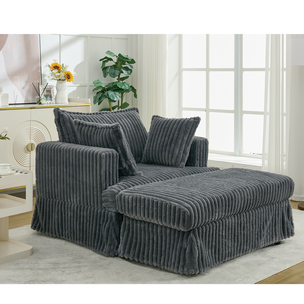 47.7'' Oversized Corduroy Chaise Longue with Ottoman
