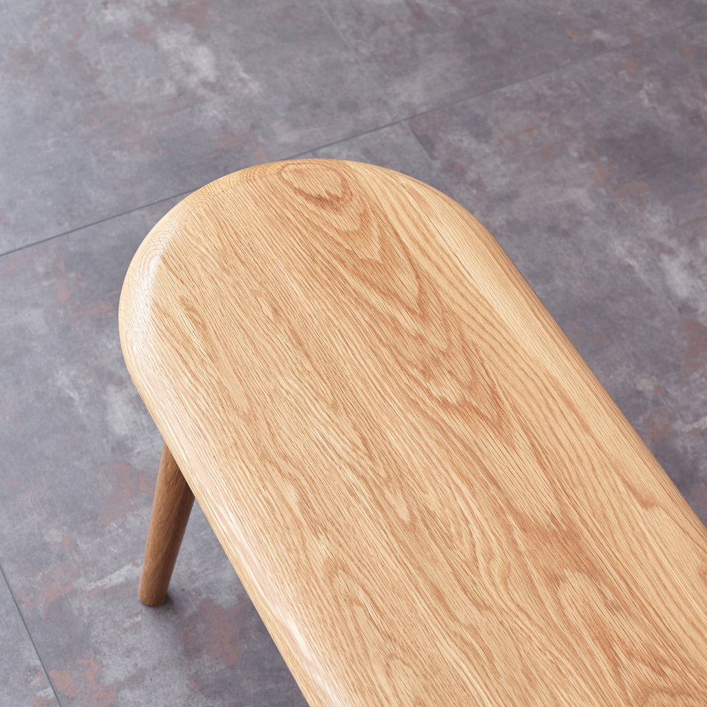 Natural Oak Wood Dining Bench Table Bench with Half-Round Design