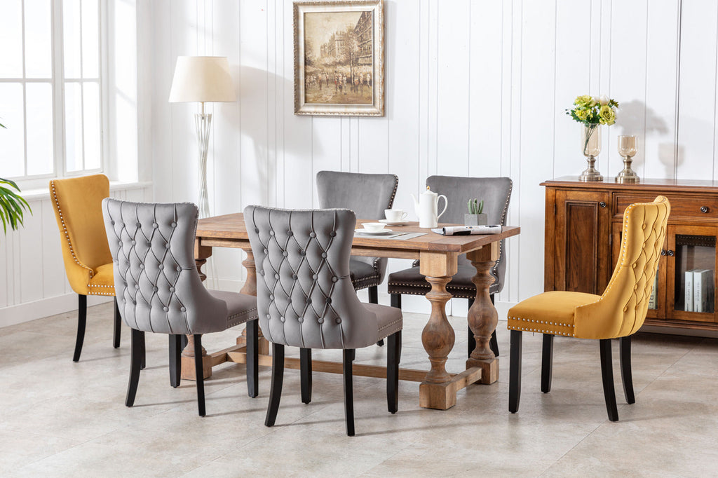 Modern Velvet Upholstered Wing-Back Dining Chairs (Set of 2)