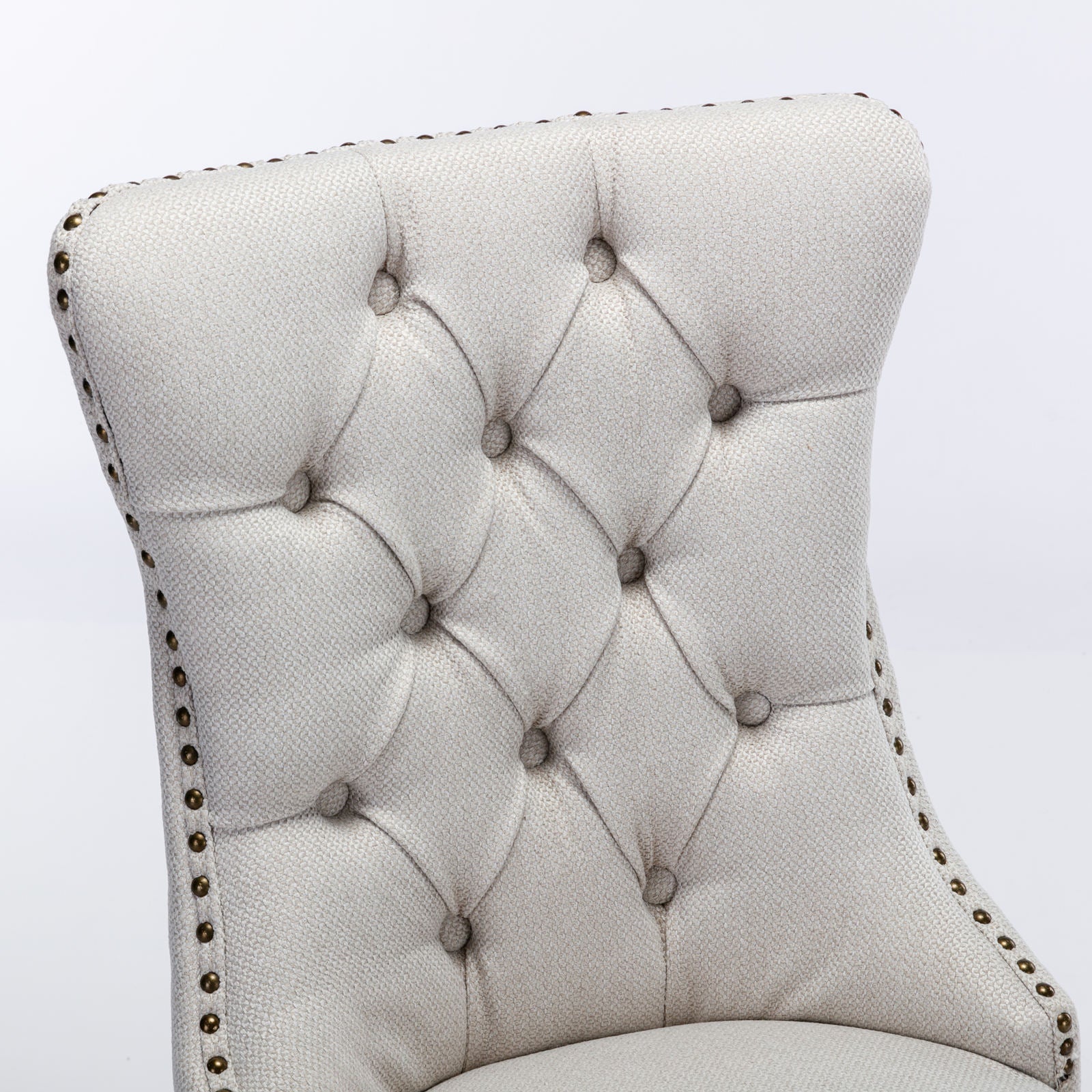 Linen Contemporary Tufted Flax Upholstered Dining Chairs (Set of 2)