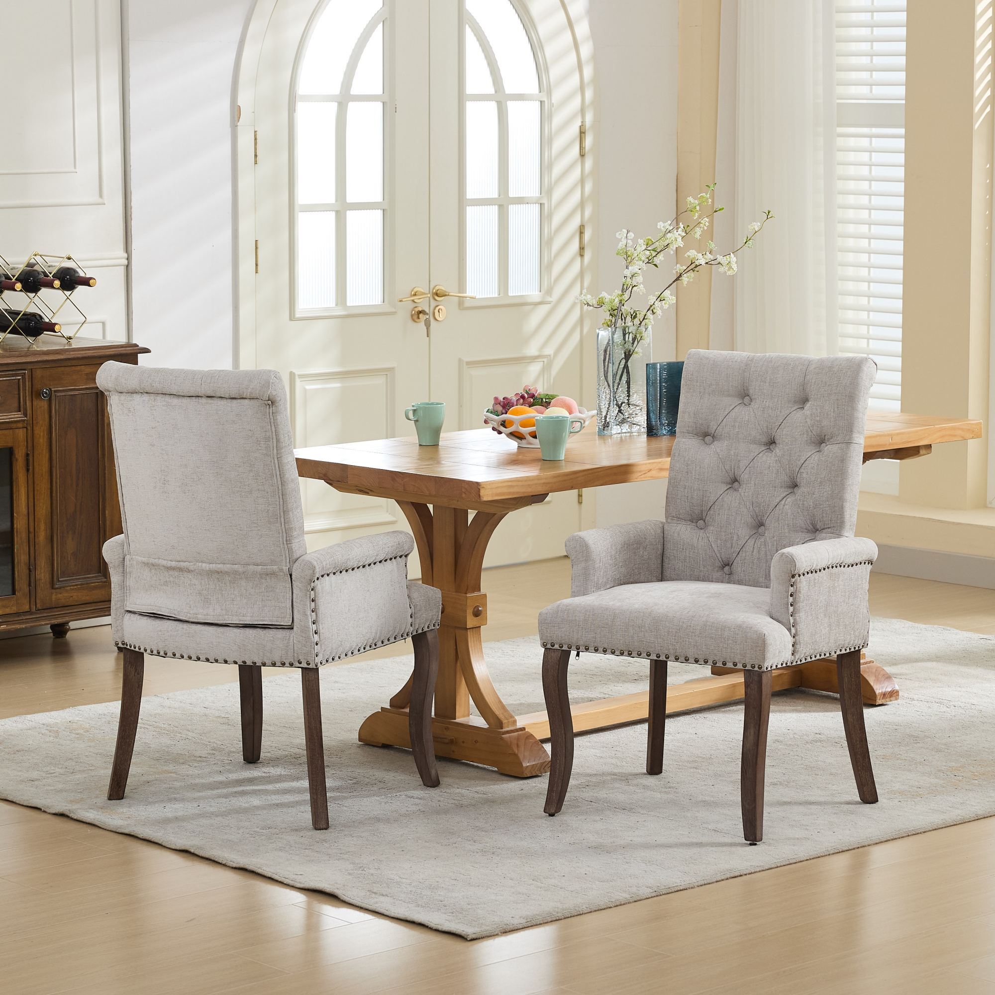 Elegant Upholstered Chenille Fabric Accent Dining Chair