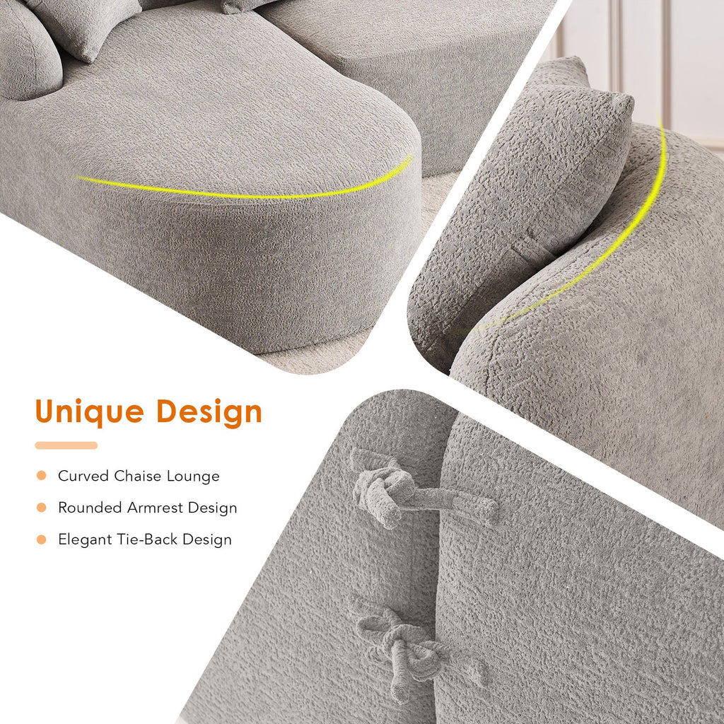 Boneless L-Shape Sectional Sofa with Curved Chaise