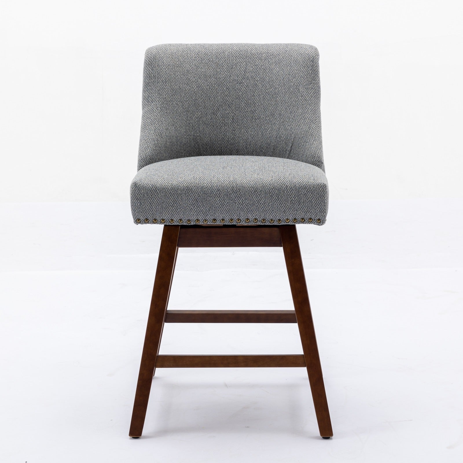 Upholstered Swivel Counter Height Bar Stools with Nailhead Trim (Set of 2)