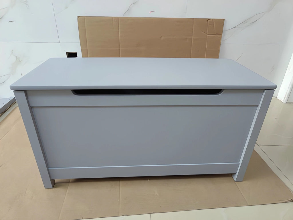 Kids Wooden Toy Box Storage with Safety Hinged Lid for Ages 2+