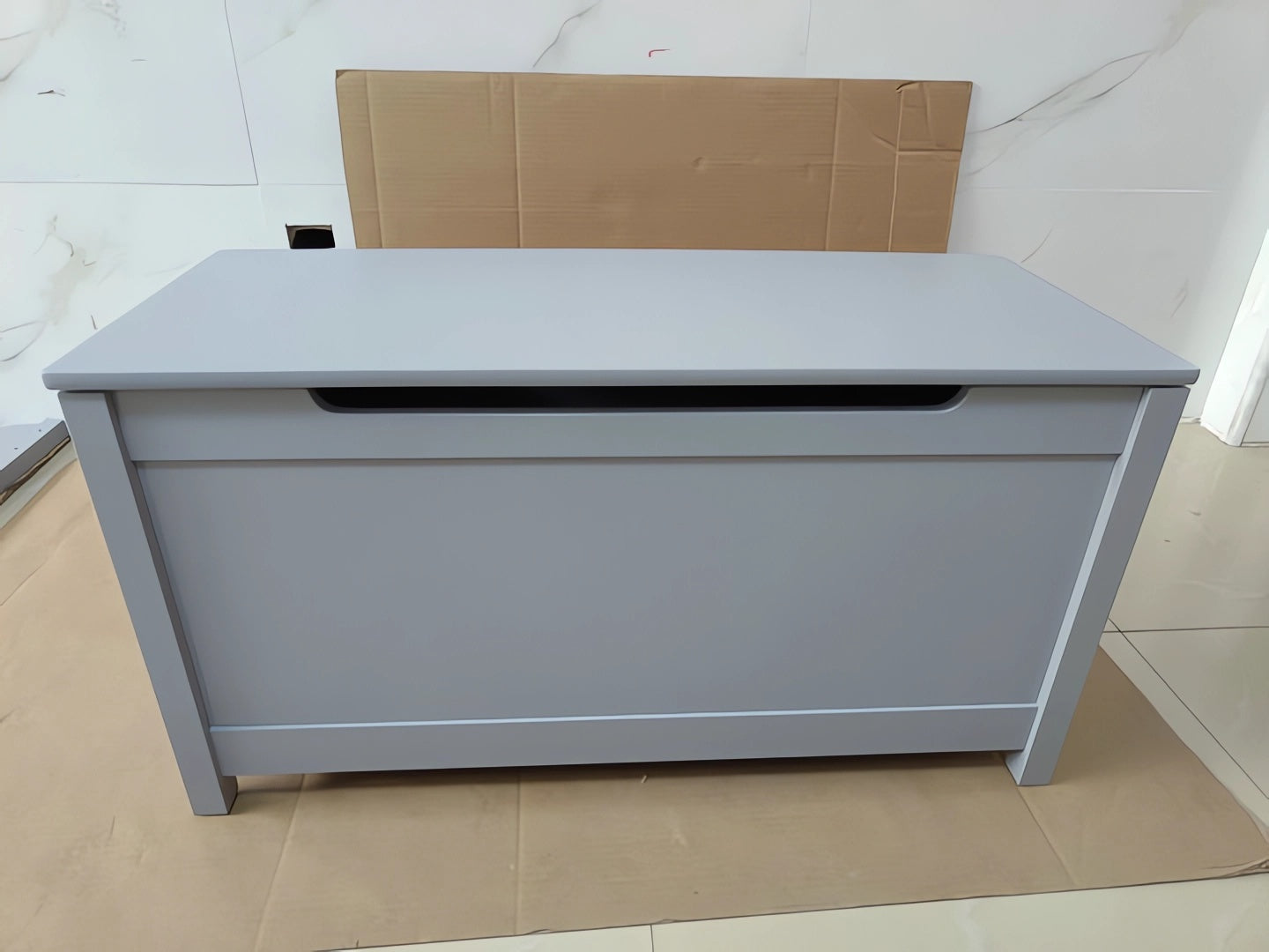 Kids Wooden Toy Box Storage with Safety Hinged Lid for Ages 2+
