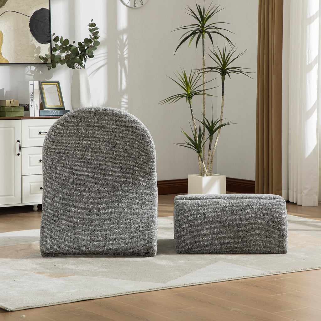 24.8 ' Wide Modern Upholstered Armless Chair with Storage Ottoman
