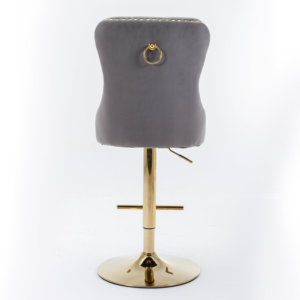 Modern Upholstered Velvet Bar Stools (Set of 2)