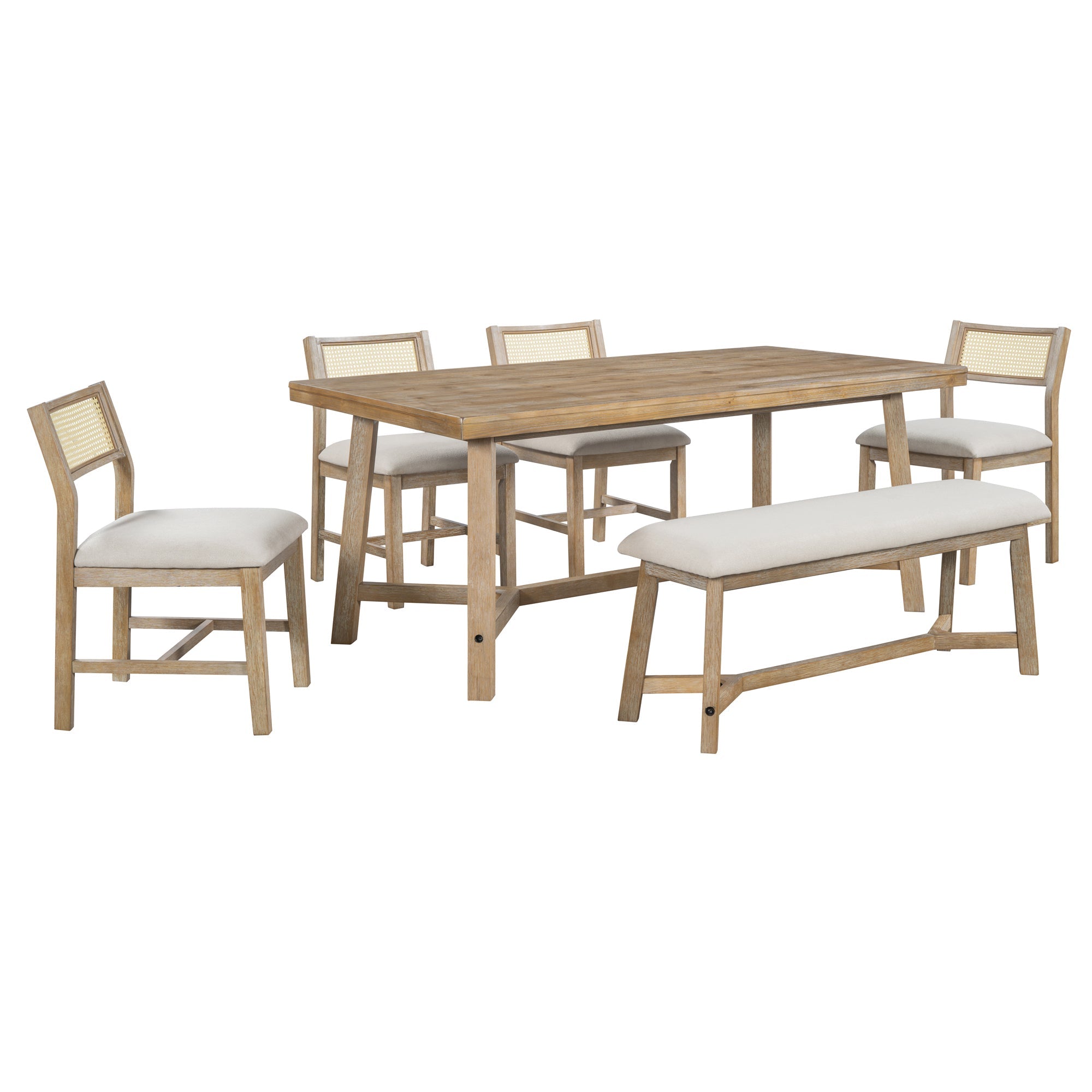 6 Pieces Retro Farmhouse Style Dining Set