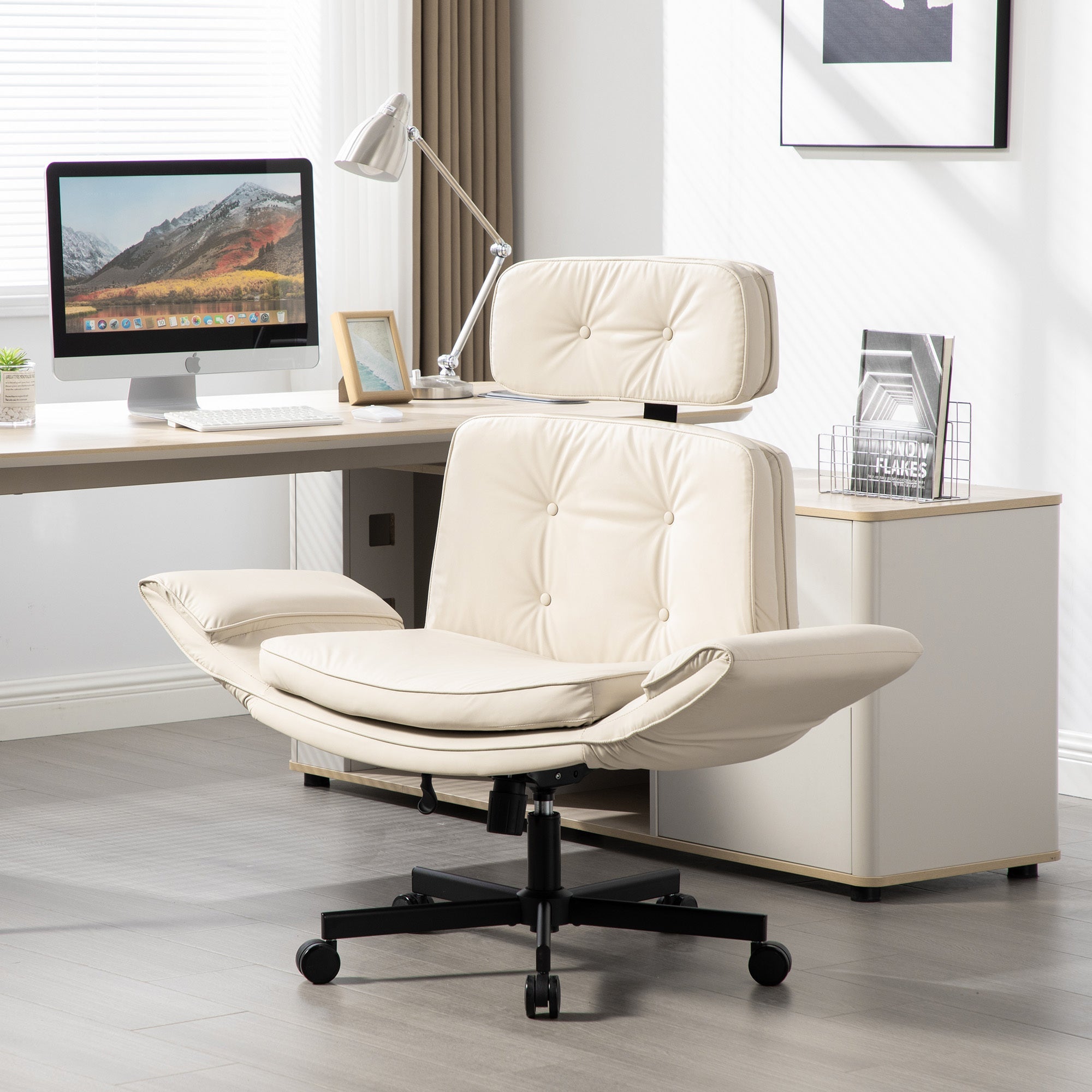 Pet Friendly Criss Cross Chair Swivel Task Office Chairs with Wide Seat