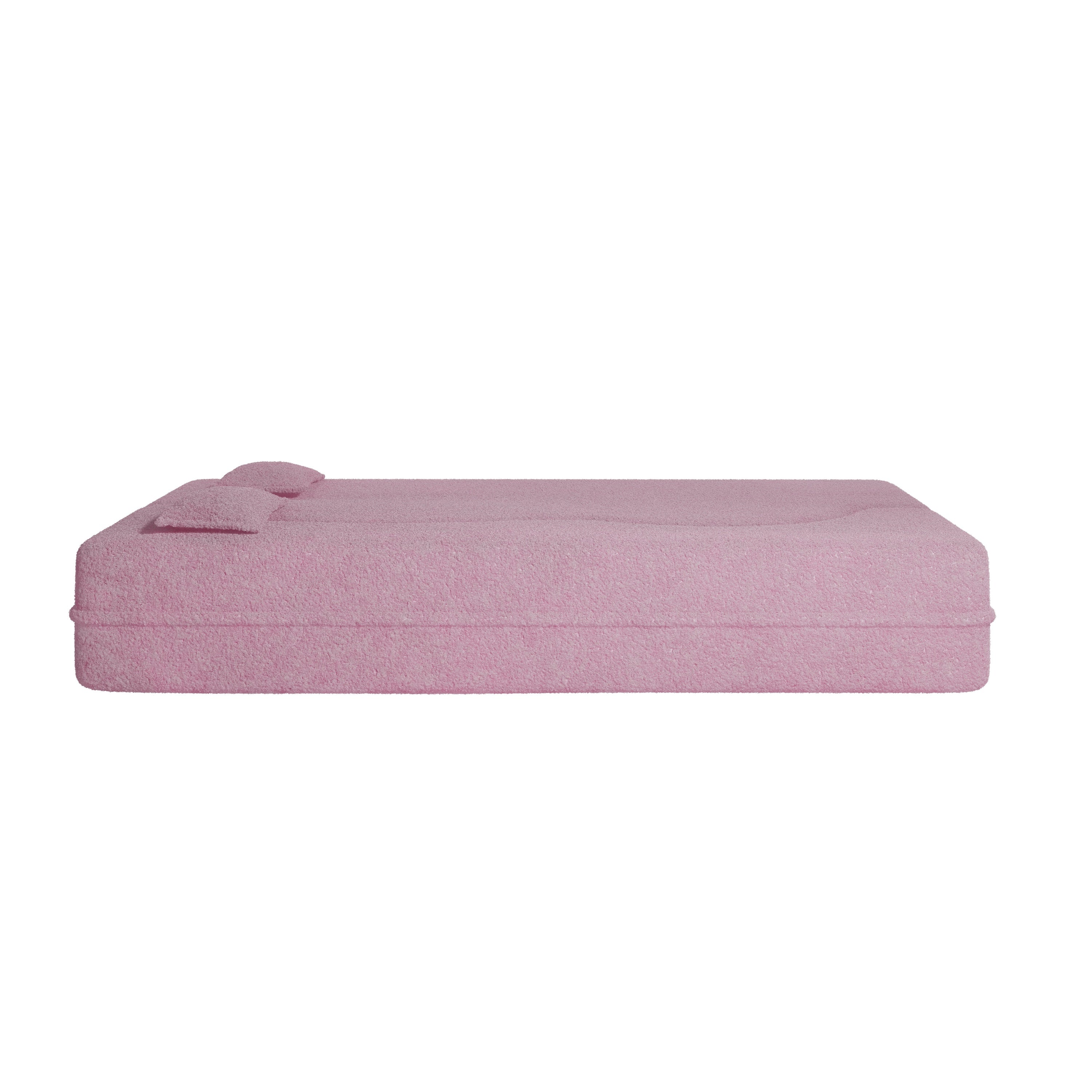 Modern Convertible Teddy Fabric Sofa with 2 Pillows