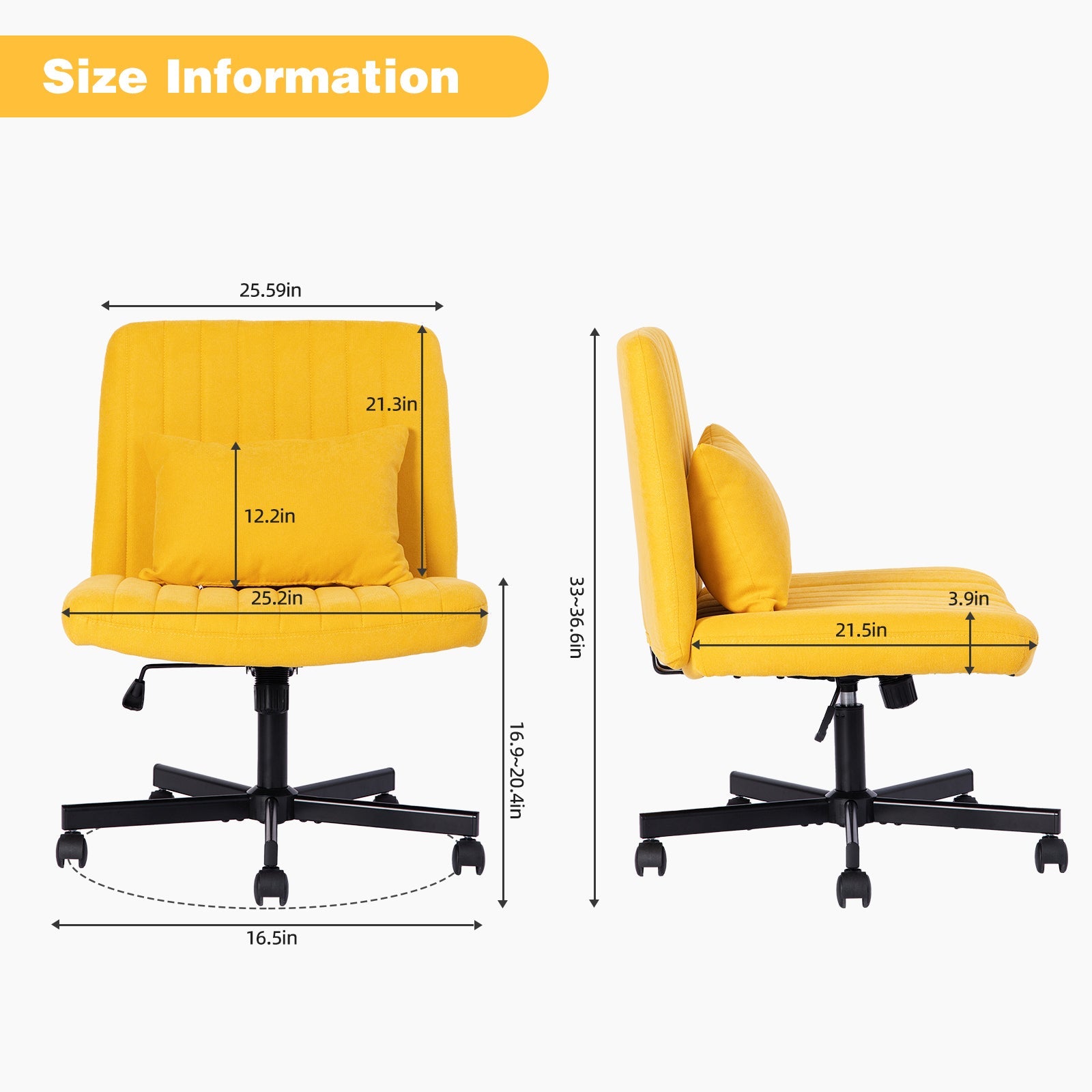 Criss Cross Armless Office Chair with Wheels