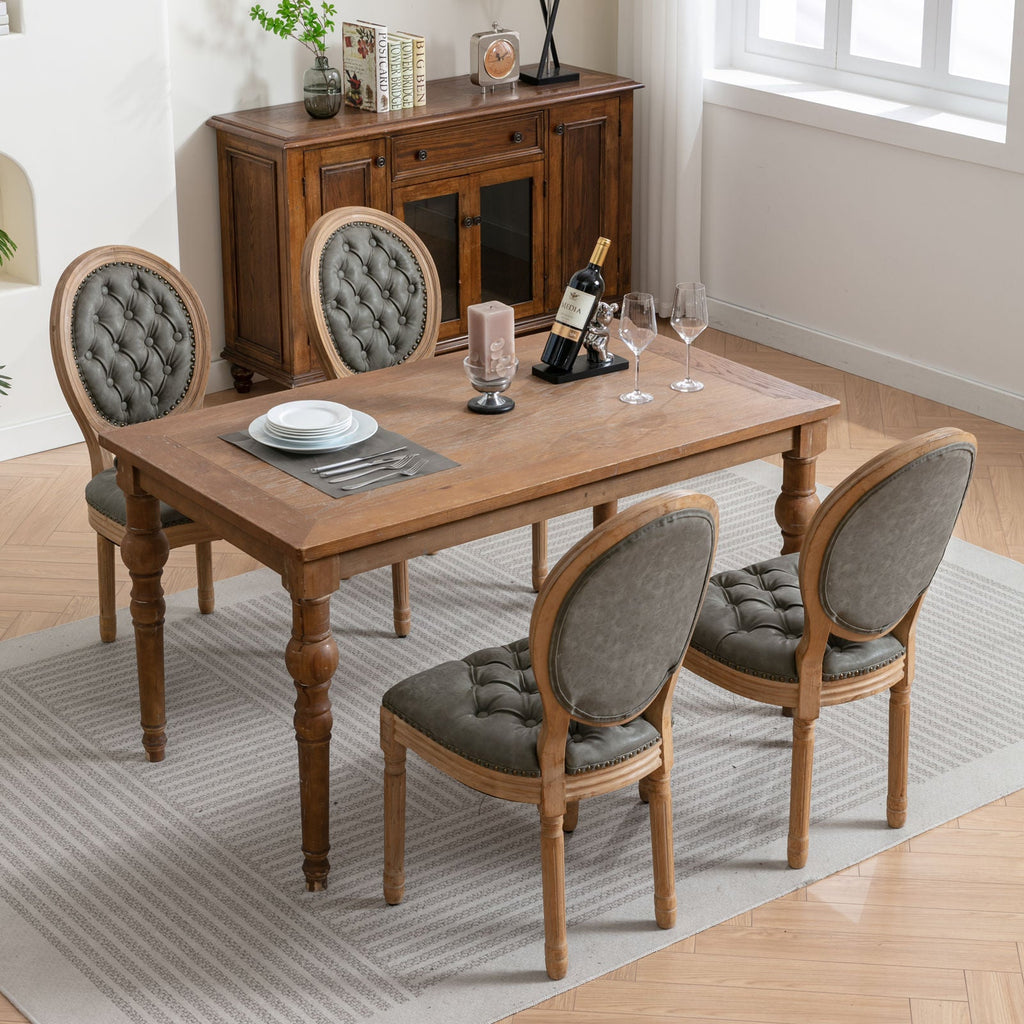 French Style Antique Painting PU Dining Chairs (Set of 2)