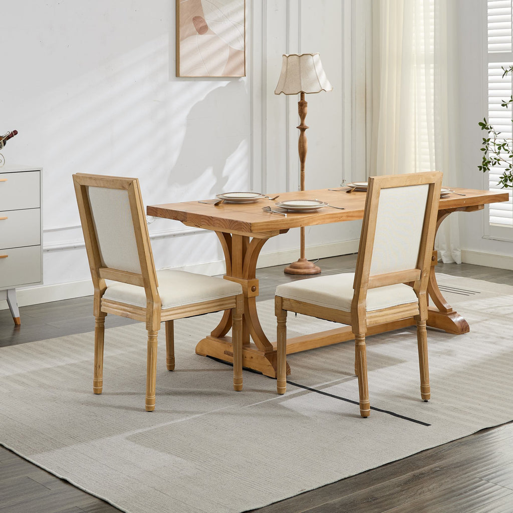 French Louis Dining Chairs with Square Backrest (Set of 2)