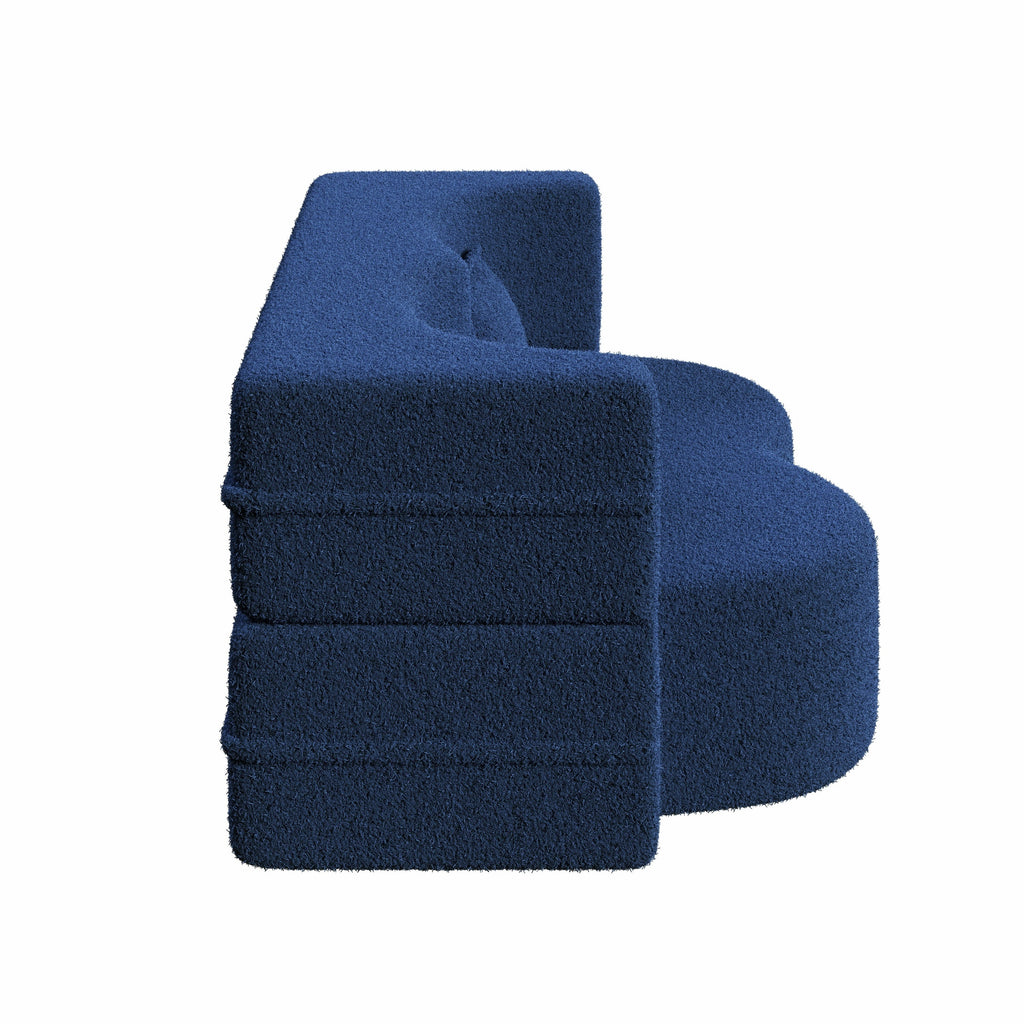Modern Convertible Teddy Fabric Sofa with 2 Pillows