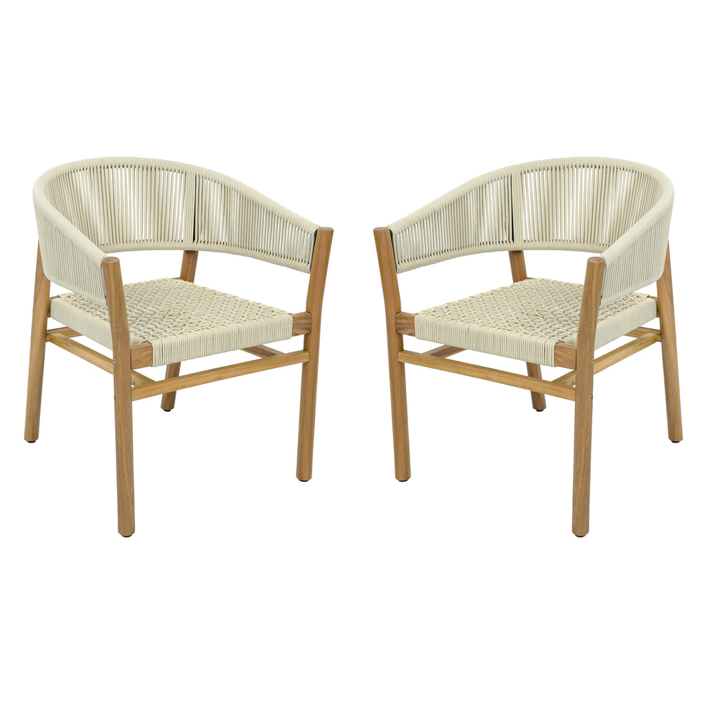 2-seat Woven Outdoor Chairs, Comfy Patio Seating with Elegant Teak Finish