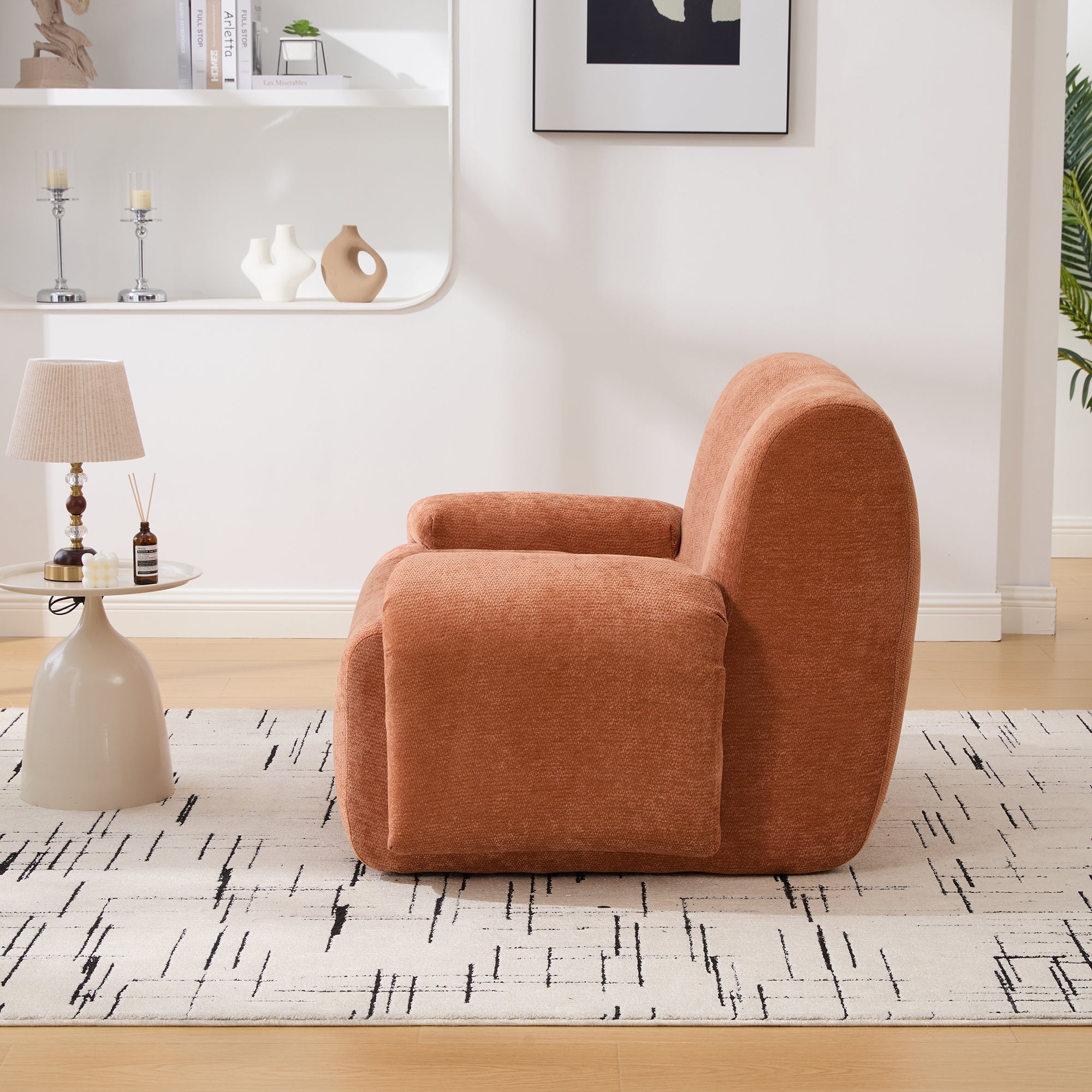 Modern Chenille Vertical Stripe Accent Chair