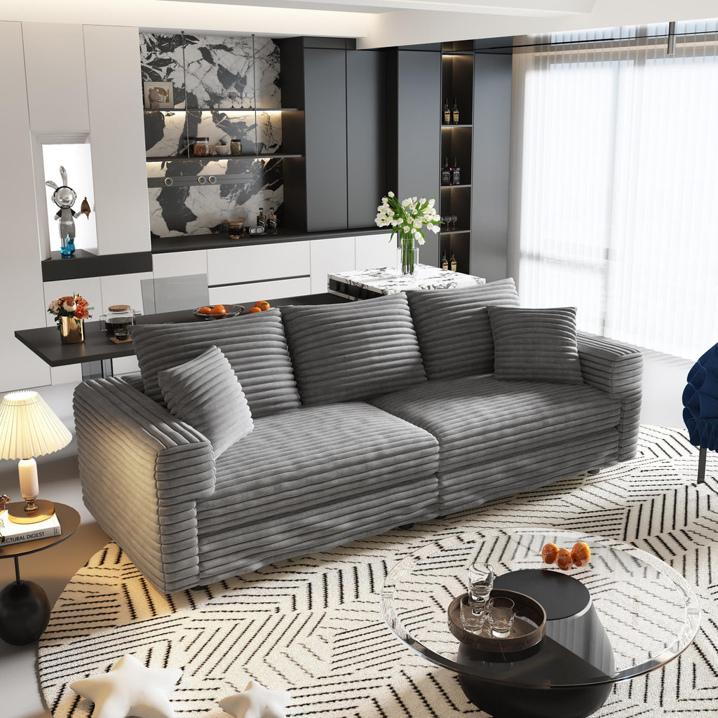 82.7' Modern Comfy Cloud Couch Sofa with Soft Pillows + Ottomans Option