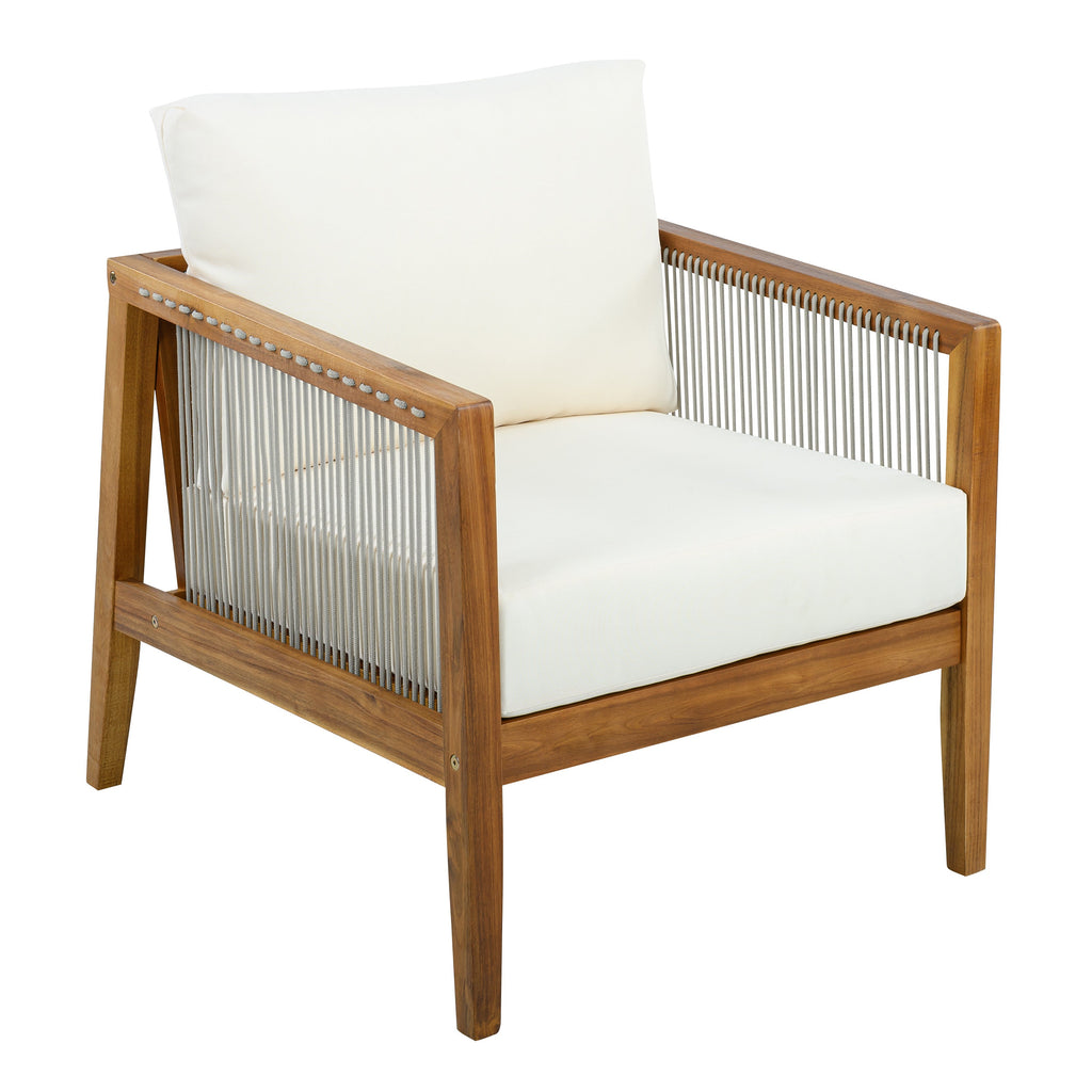 1PC/2PCS Acacia Wood Frame Outdoor Club Chair with Water-Repellent Cushions