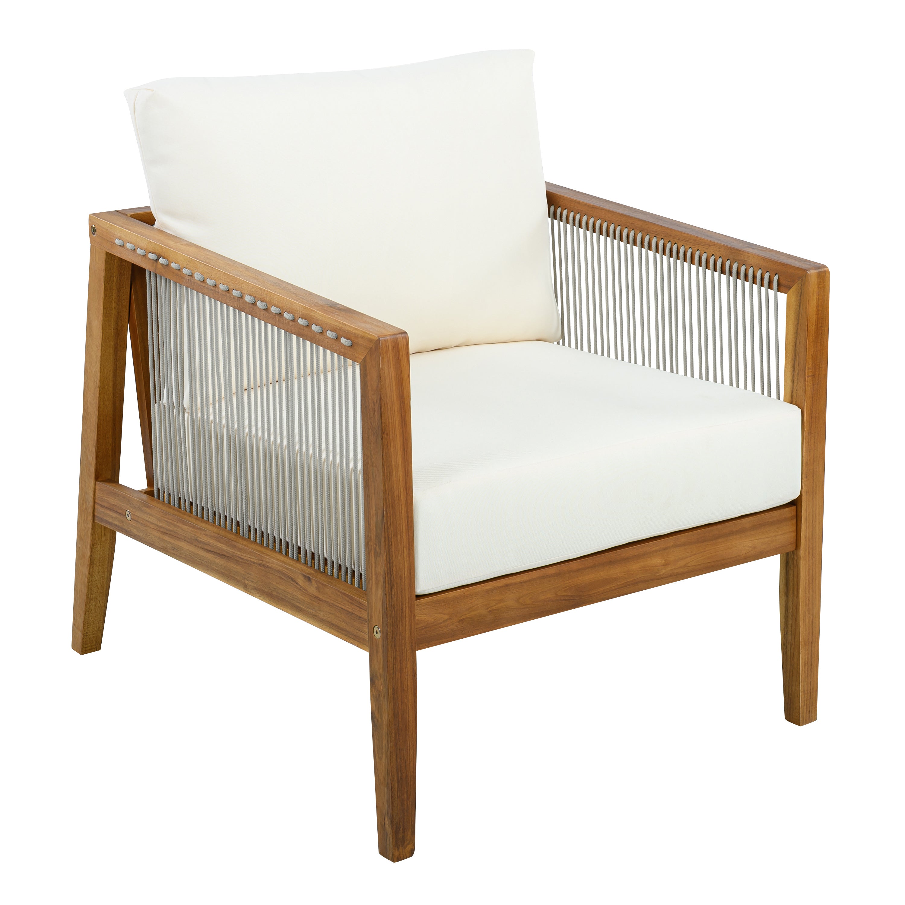 1PC/2PCS Acacia Wood Frame Outdoor Club Chair with Water-Repellent Cushions