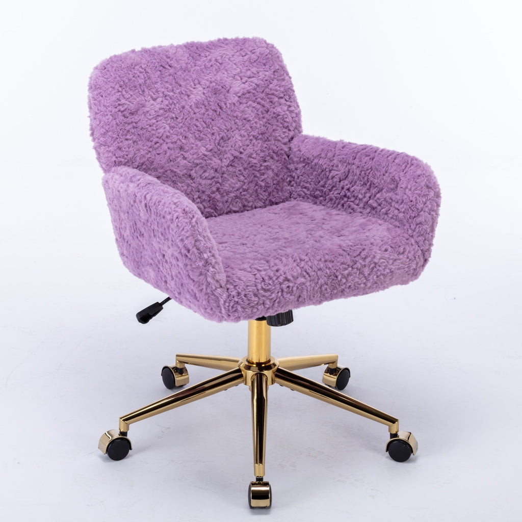 Violet Velve Home Office Chair with Golden Metal Base