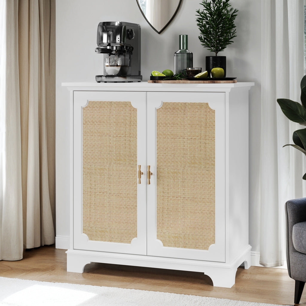 Rattan Decorated Sideboard Buffet Storage