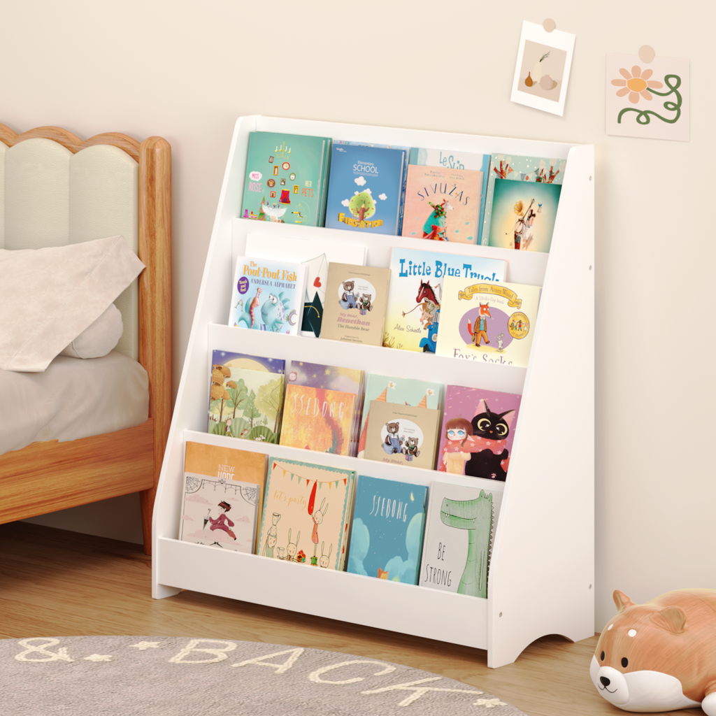 4-Tier MDF Toddler Book Display Shelves Kids Bookshelf
