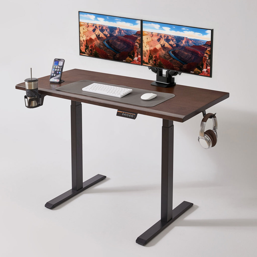 Solid Rubberwood Electric Adjustable Height Ergonomic Home Office Desk