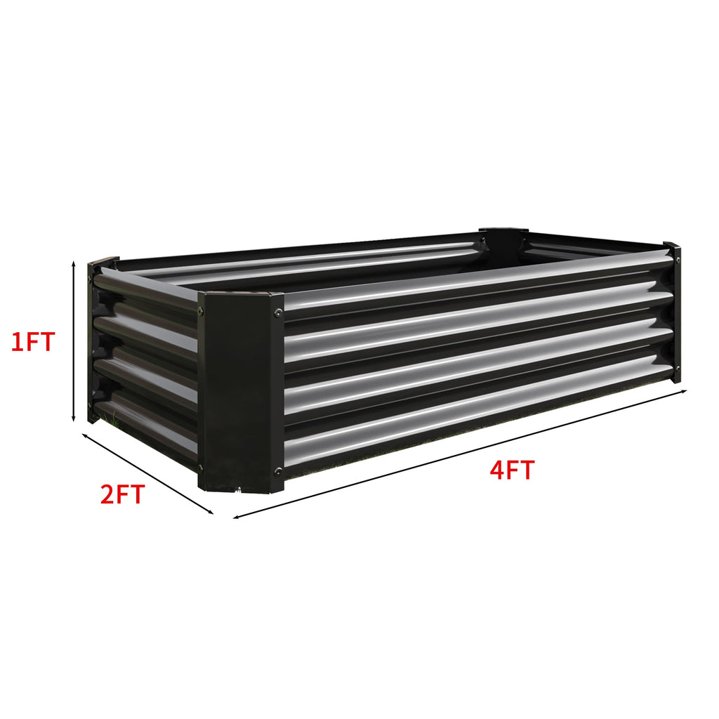 4x2x1ft Metal Raised Garden Bed Black Rectangle Planter Box Vegetables Herbs