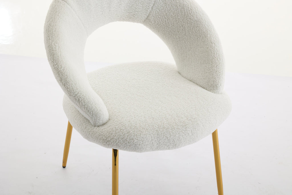 Velvet/Teddy Fabric Dining Chairs with Curved Backrest