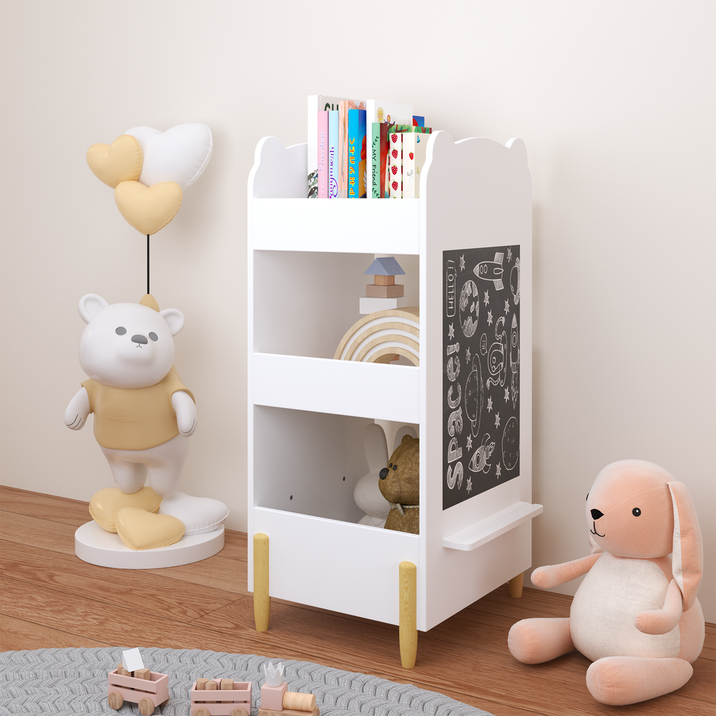 Kids Bookshelf with Chalkboard Side