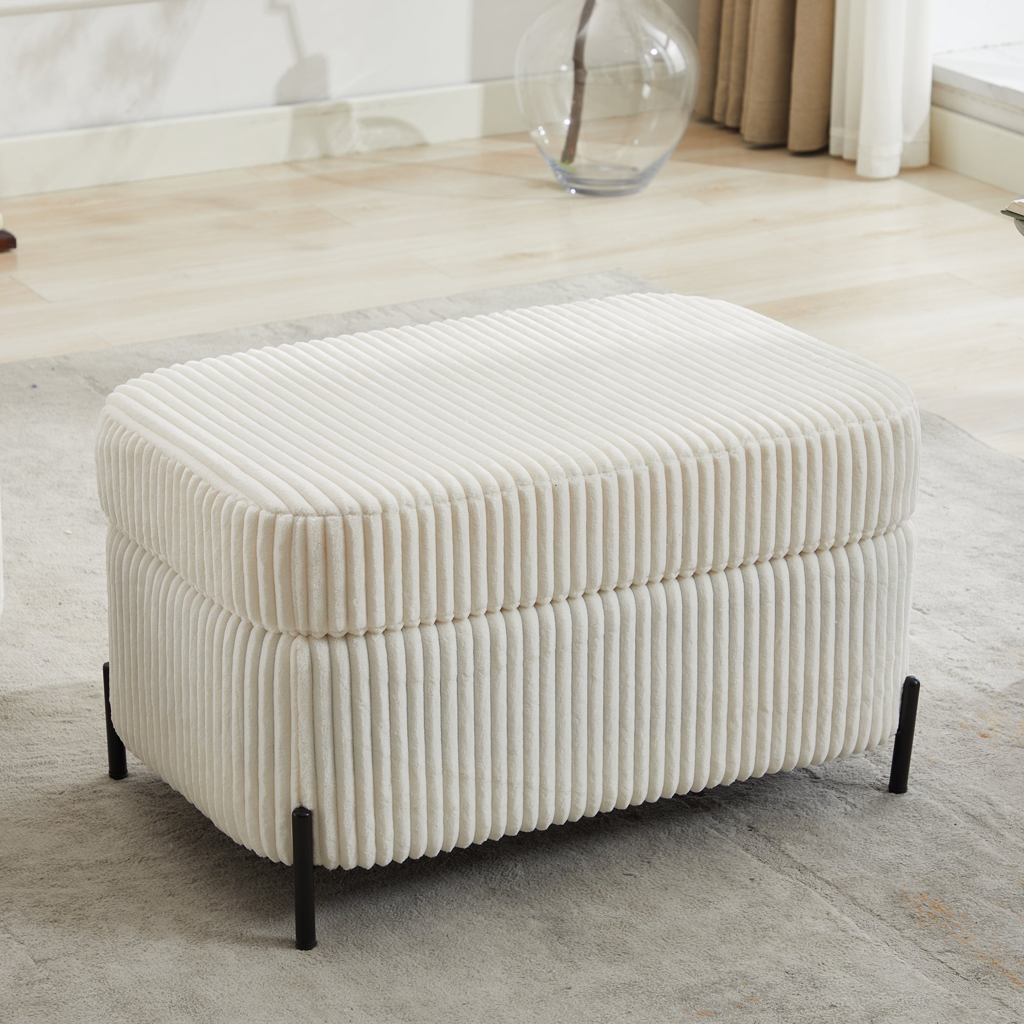 30.3' W Corduroy Upholstered  Storage Large Ottoman